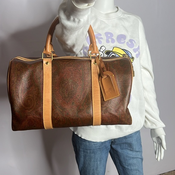 Etro Bordeaux Paisley Boston Bag - Picture 14 of 14